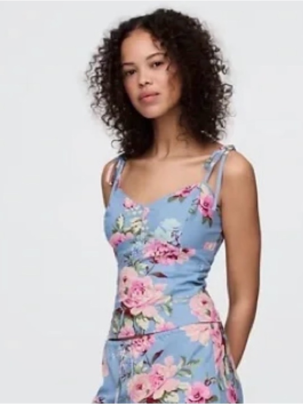 Gap Floral Tie-Shoulder Cami Top in Sky Blue